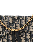 Oblique Saddle Chain Long Wallet Blue