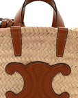 Raffia Calfskin Triomphe Teen Panier Tan