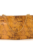 Spazzolato Calfskin Chain Clutch Gold Marble