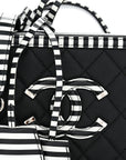 Caviar Quilted Striped Small CC Filigree Vanity Case Black White
