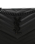 Grain De Poudre Matelasse Chevron Monogram Monochrome Envelope Chain Wallet Black