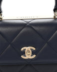 Lambskin Quilted Medium Trendy CC Flap Dual Handle Bag Blue