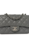 Caviar Quilted Mini Rectangular Flap Grey