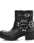 Calfskin Harness Enigneer Boots 37 Black
