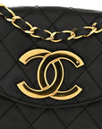 Lambskin Quilted Half Moon Flap Black