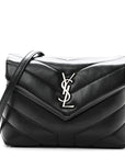 Calfskin Y Quilted Monogram Toy Loulou Crossbody Bag Black