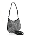 Satin Crystal Cleo Adjustable Strap Shoulder Bag Metal