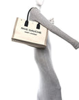 Linen Calfskin Small Rive Gauche Tote Greggio Natural