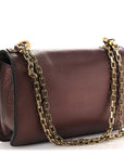 Metallic Calfskin J'AD1OR Chain Flap Bag Noisette