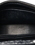 Shiny Calfskin Monochrome Crocodile Embossed Hourglass Chain Bag Black