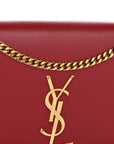 Smooth Calfskin Medium Classic Monogram Kate Tassel Satchel Lipstick Red