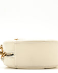 Lambskin Quilted CHNL 19 Round Clutch With Chain White