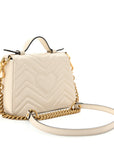 Calfskin Matelasse Mini GG Marmont Top Handle Shoulder Bag White
