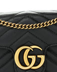 Calfskin Matelasse Super Mini GG Marmont Shoulder Bag Black