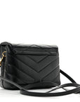 Calfskin Y Quilted Monogram Toy Loulou Crossbody Bag Black