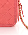 Caviar Quilted Small CC Filigree Vanity Case Coral
