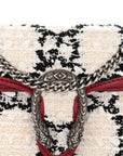 Tweed GG Monogram Super Mini Dionysus Shoulder Bag White Black Romantic Cherry