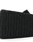 Yarn Raffia Effect Crochet Triangle Shoulder Bag Black