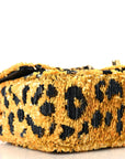 Sequin Mixed Fibers Leopard Print Mini Rectangular Flap Black Orange