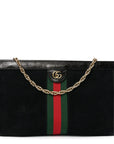 Suede Patent GG Web Medium Ophidia Chain Shoulder Bag Black