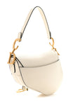 Grained Calfskin Saddle Bag White
