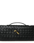 Nappa Intrecciato Long Andiamo Top Handle Clutch Black