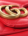 Calfskin Matelasse Super Mini GG Marmont Shoulder Bag Hibiscus Red