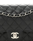 Caviar Quilted Medium Double Flap Black
