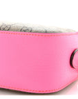 GG Supreme Monogram Textured Dollar Calfskin Web Ophidia Small Crossbody Bag Beige Ebony Fuchsia