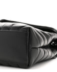 Calfskin Y Quilted Monogram Monochrome Small Loulou Chain Satchel Black