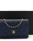 Caviar Quilted CC Turnlock Wallet On Chain WOC Navy Blue