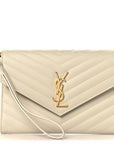 Grain De Poudre Matelasse Chevron Cassandre Envelope Chain Wallet Crema Soft
