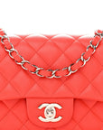 Lambskin Quilted Mini Rectangular Flap Red