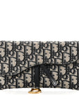Oblique Saddle Chain Long Wallet Blue