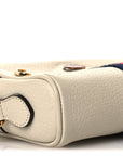 Textured Dollar Calfskin Web Mini Ophidia Shoulder Bag Mystic White