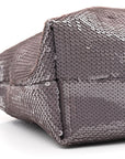 Sequin Medium Donut Chain Flamenco Knot Clutch Grey