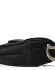 Satin Crystal Mini Saddle Bag Black