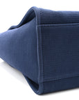 Mixed Fibers Calfskin Medium Deauville Tote Navy Blue