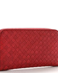 Nappa Intrecciato Zip Around Wallet Red