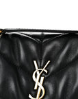 Lambskin Quilted Toy Loulou Puffer Monogram Chain Satchel Black