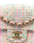 Tweed Quilted Mini Rectangular Flap Pink Green Orange Purple
