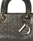 Metallic Calfskin Cannage Stitched Small East West Lady D1OR Bronze