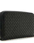Nappa Intrecciato Zip Around Wallet Black