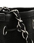 Canvas Deauville Drawstring Bucket Bag Black