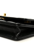 Shiny Lambskin Quilted CC Pearl Wallet on Chain WOC Black