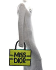Canvas Embroidered Medium Miss D1OR Graffiti Book Tote Green Blue
