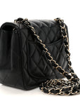 Lambskin Quilted Mini Square Flap Black