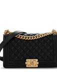 Lambskin Quilted Medium Boy Flap Black