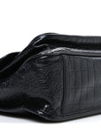 Crocodile Embossed Lambskin Monogram Medium Niki Chain Satchel Black