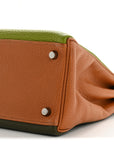 Fjord Togo Tri-Color Kelly Retourne 32 Vert Anis Gold Vert Olive